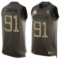 Cheap Kevin Greene Steelers Tank Top From China Salute TO Service Olive #91