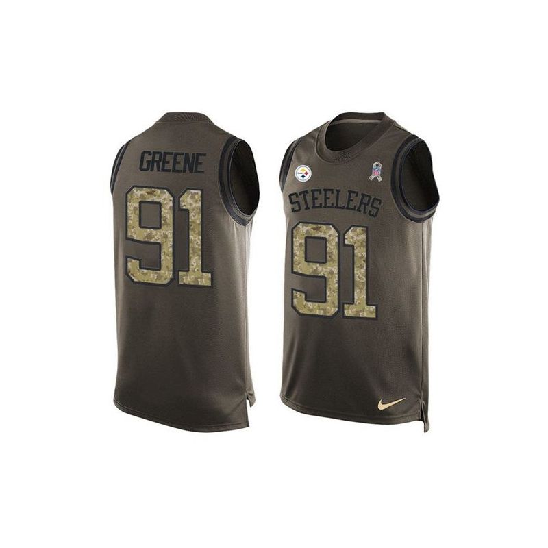 Cheap Kevin Greene Steelers Tank Top From China Salute TO Service Olive #91