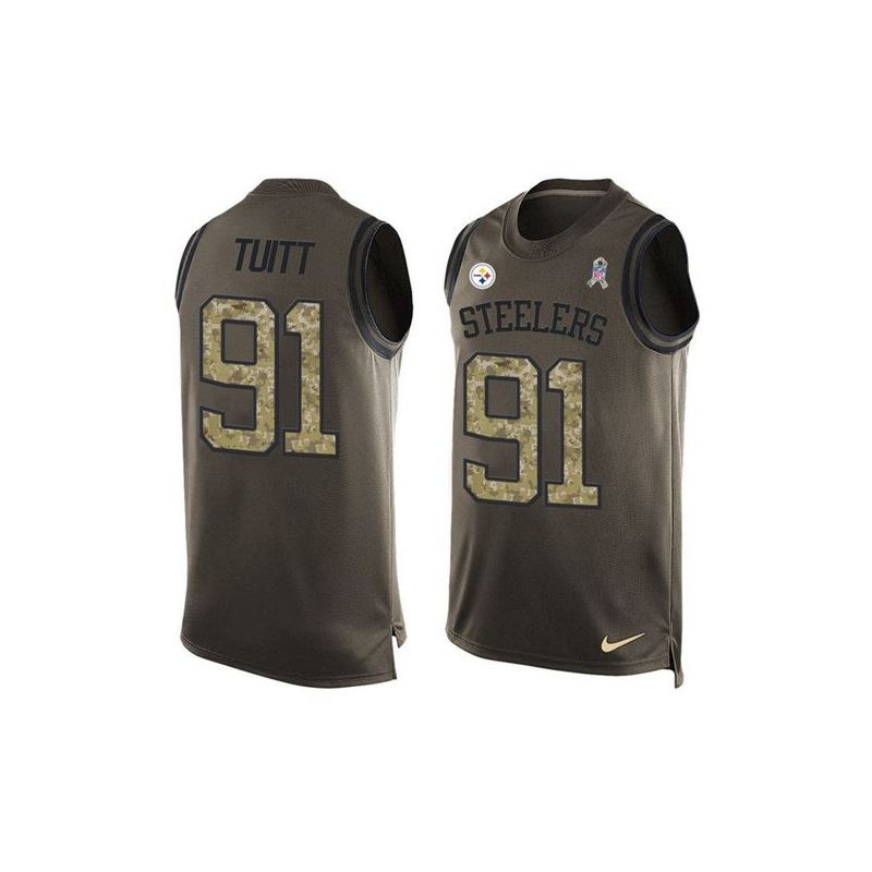 Cheap Stephon Tuitt Steelers Tank Top From China Salute TO Service Olive #91