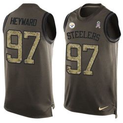 Cheap Cameron Heyward Steelers Tank Top From China Salute TO Service Olive #97