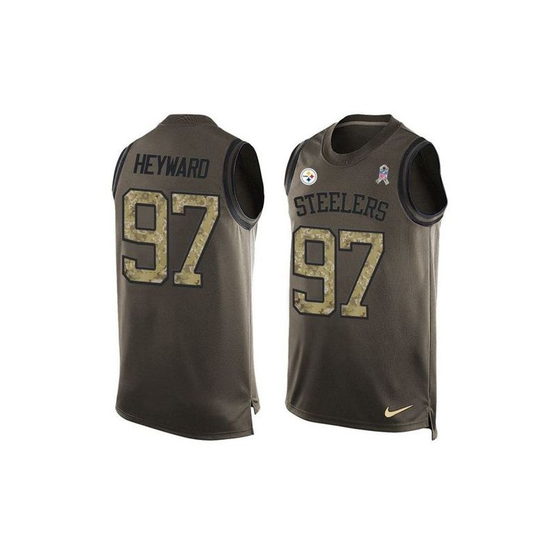 Cheap Cameron Heyward Steelers Tank Top From China Salute TO Service Olive #97