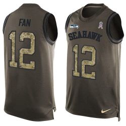 Cheap 12th Fan Seahawks Tank Top From China Salute TO Service Olive #12