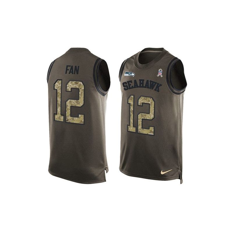 Cheap 12th Fan Seahawks Tank Top From China Salute TO Service Olive #12