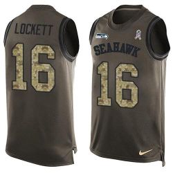 Cheap Tyler Lockett Seahawks Tank Top From China Salute TO Service Olive #16