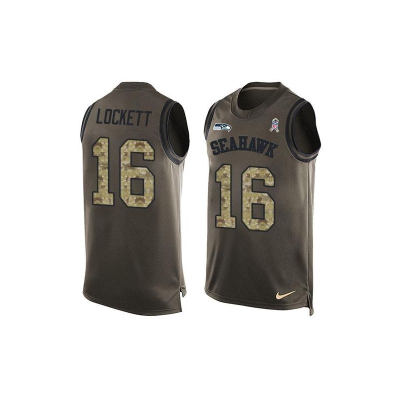 Cheap Tyler Lockett Seahawks Tank Top From China Salute TO Service Olive #16