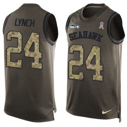 Cheap Marshawn Lynch Seahawks Tank Top From China Salute TO Service Olive #24