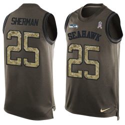 Cheap Richard Sherman Seahawks Tank Top From China Salute TO Service Olive #25