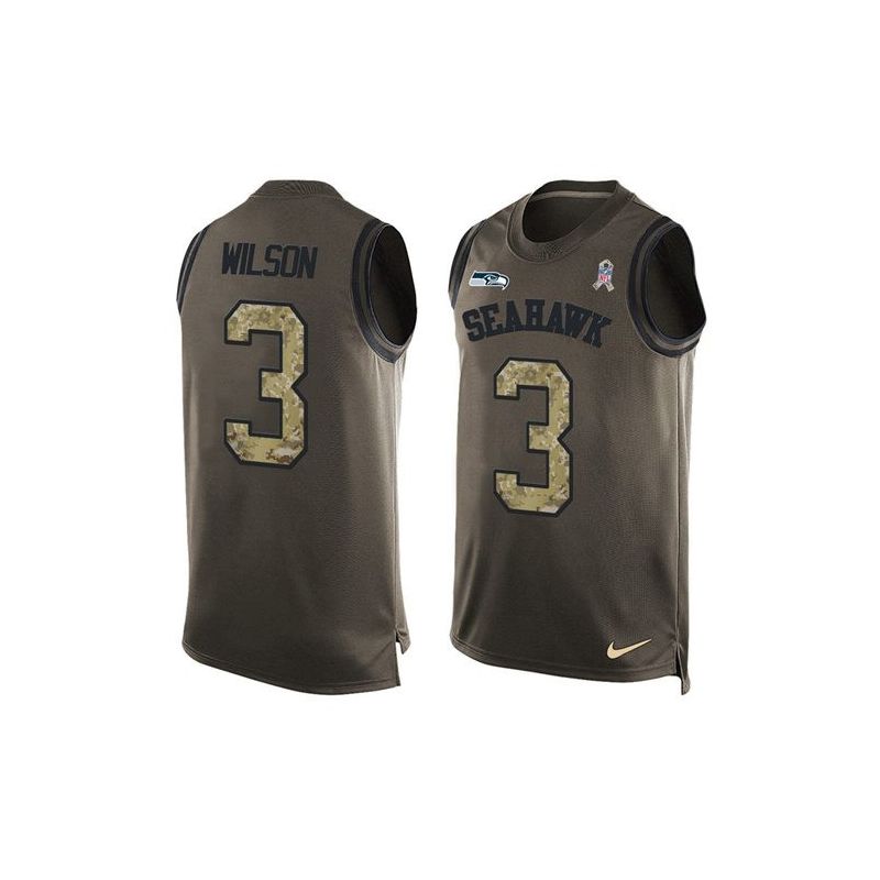 Cheap Russell Wilson Seahawks Tank Top From China Salute TO Service Olive #3