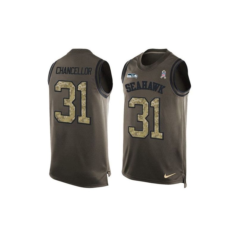 Cheap Kam Chancellor Seahawks Tank Top From China Salute TO Service Olive #31