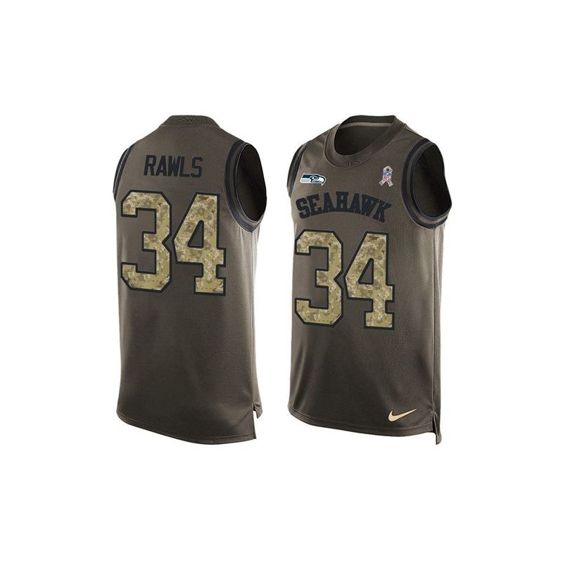 Cheap Thomas Rawls Seahawks Tank Top From China Salute TO Service Olive #34