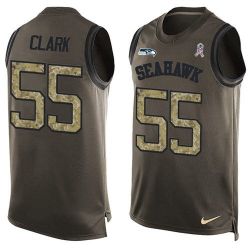 Cheap Frank Clark Seahawks Tank Top From China Salute TO Service Olive #55