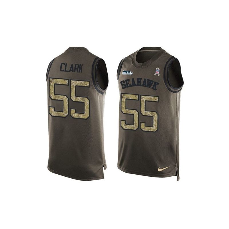 Cheap Frank Clark Seahawks Tank Top From China Salute TO Service Olive #55