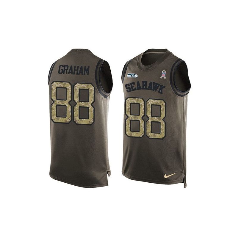 Cheap Jimmy Graham Seahawks Tank Top From China Salute TO Service Olive #88