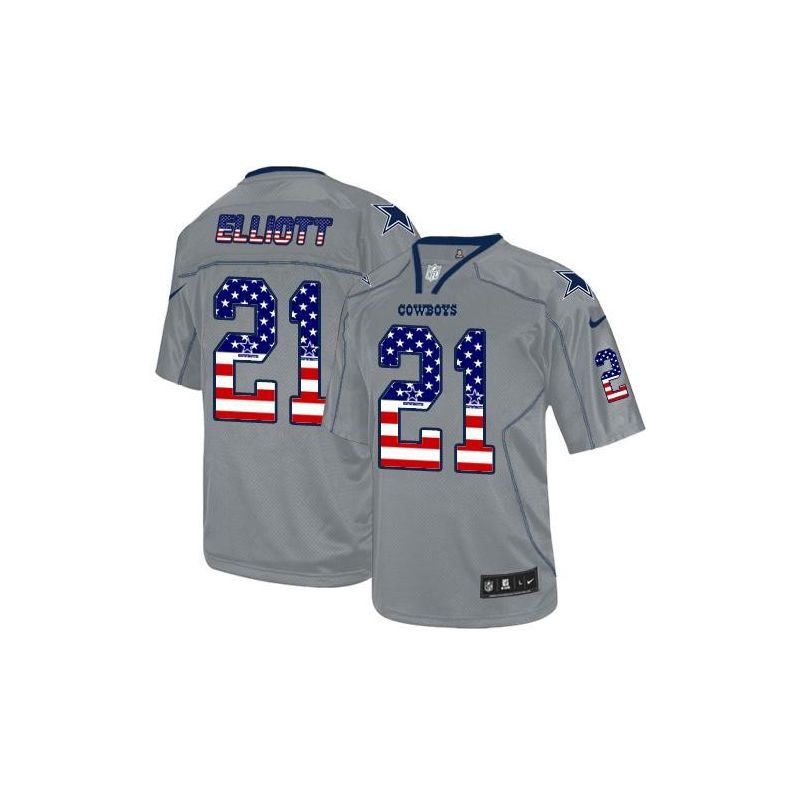 Cheap Ezekiel Elliott Cowboys Jersey From China Gray USA Flag Fashion #21
