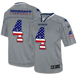 Cheap Dak Prescott Cowboys Jersey From China Gray USA Flag Fashion #4