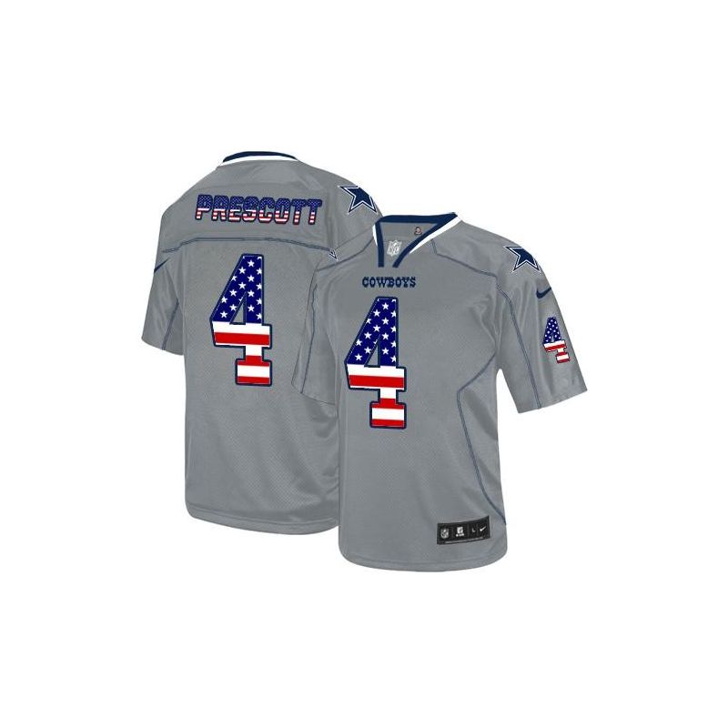 Cheap Dak Prescott Cowboys Jersey From China Gray USA Flag Fashion #4