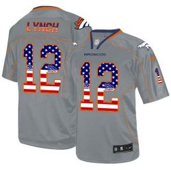 Cheap Paxton Lynch Broncos Jersey From China Gray USA Flag Fashion #12