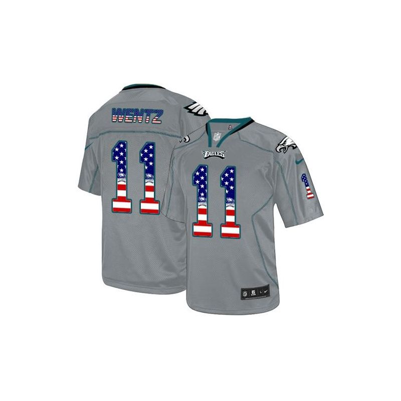 Cheap Carson Wentz Eagles Jersey From China Gray USA Flag Fashion #11