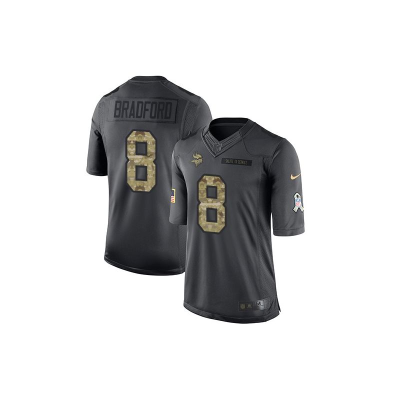 Cheap Sam Bradford Vikings Jersey From China 2016 Anthracite Salute To Service #8