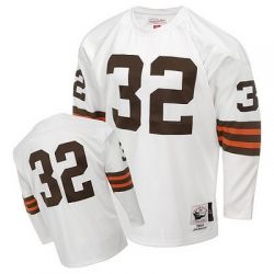 Cheap Jim Brown Browns Jersey #32 White 1964 Throwback Long sleeves From China