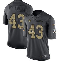Cheap Troy Polamalu Steelers Jersey From China 2016 Anthracite Salute To Service #43