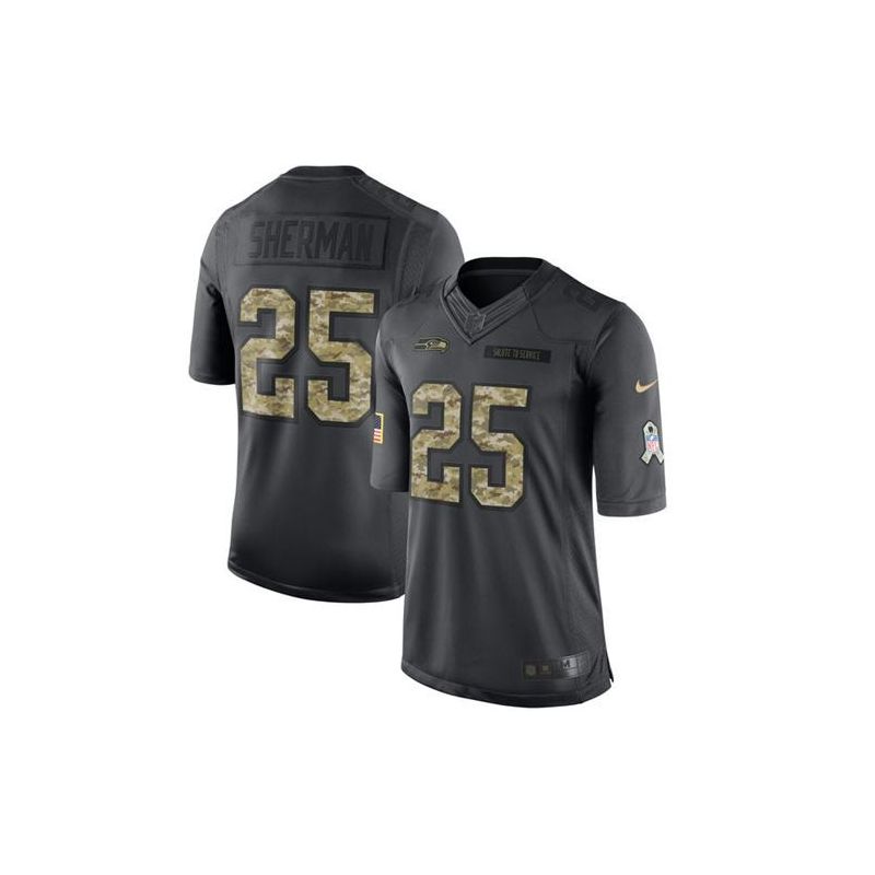 Cheap Richard Sherman Seahawks Jersey From China 2016 Anthracite Salute To Service #25