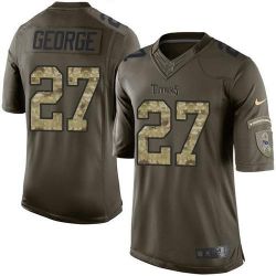 Cheap Eddie George Titans Jersey From China Olive Salute To Service #27
