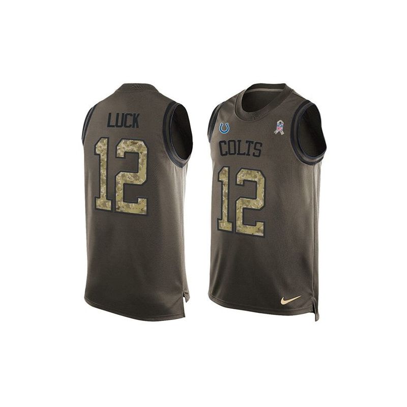 Cheap Andrew Luck Colts Tank Top From China Olive Salute To Service #12