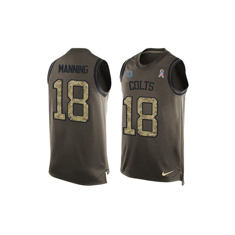 Cheap Peyton Manning Colts Tank Top From China Olive Salute To Service #18