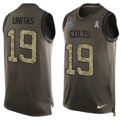 Cheap Johnny Unitas Colts Tank Top From China Olive Salute To Service #19