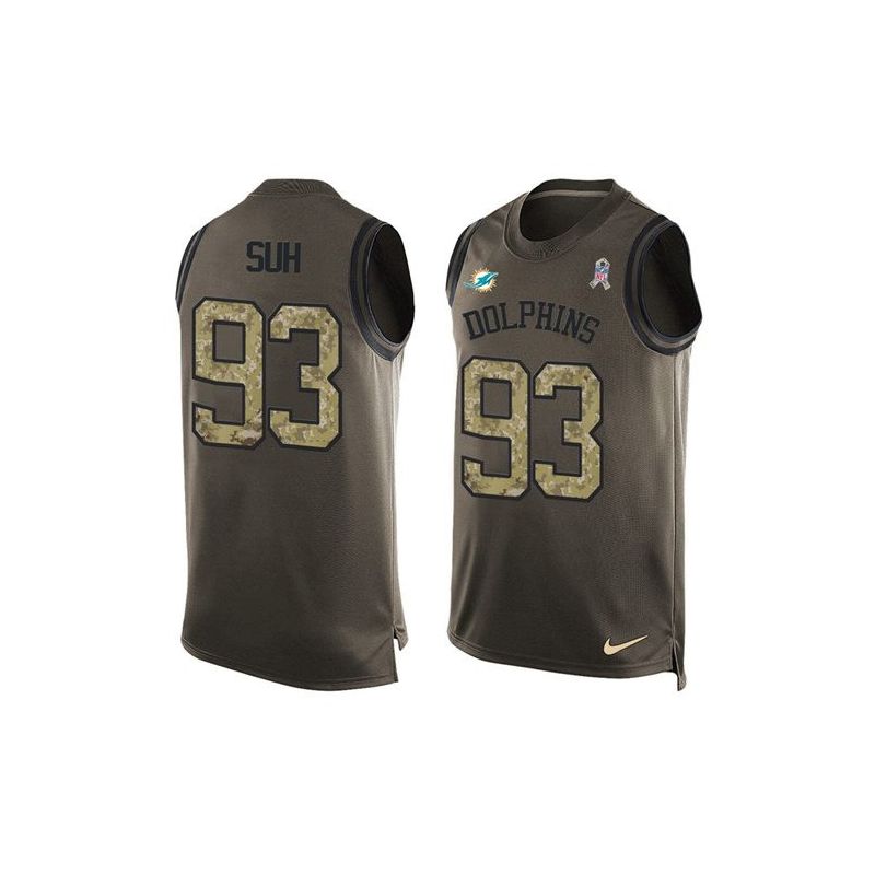 Cheap Ndamukong Suh Dolphins Tank Top From China Olive Salute To Service #93