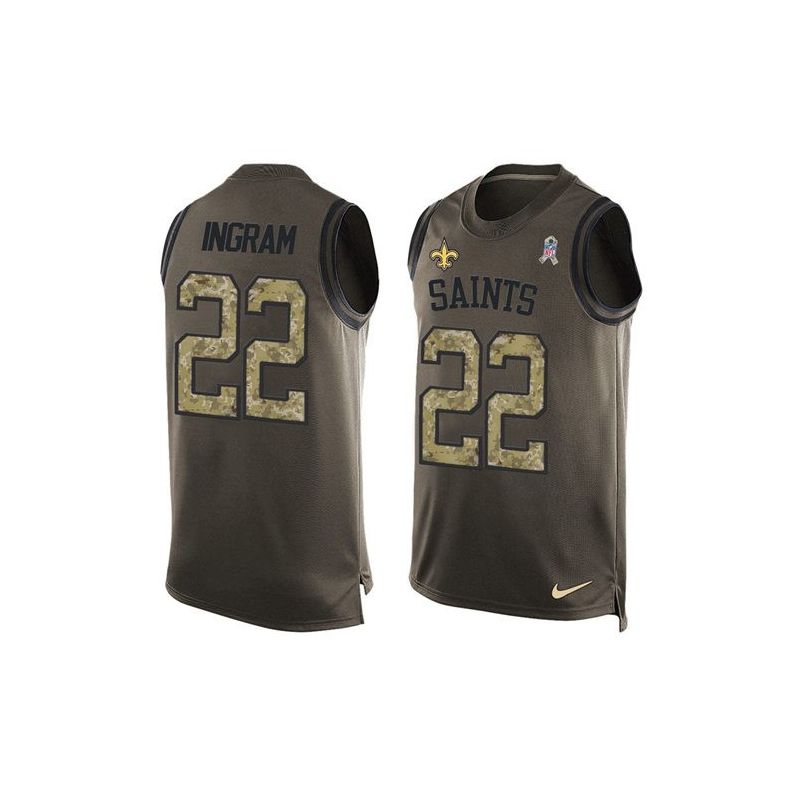 Cheap Mark Ingram Saints Tank Top From China Olive Salute To Service #22
