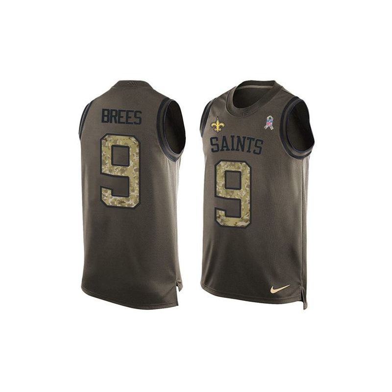 Cheap Drew Brees Saints Tank Top From China Olive Salute To Service #9