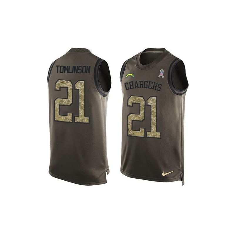 Cheap LaDainian Tomlinson Chargers Tank Top From China Olive Salute To Service #21