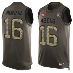 Cheap Joe Montana 49ers Tank Top From China Olive Salute To Service #16