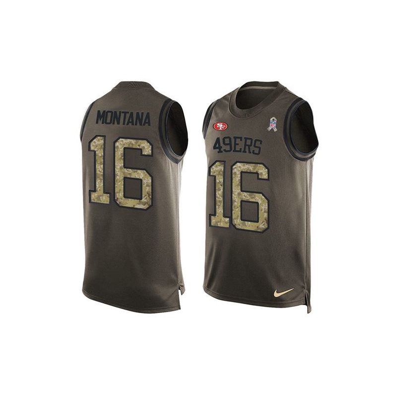 Cheap Joe Montana 49ers Tank Top From China Olive Salute To Service #16