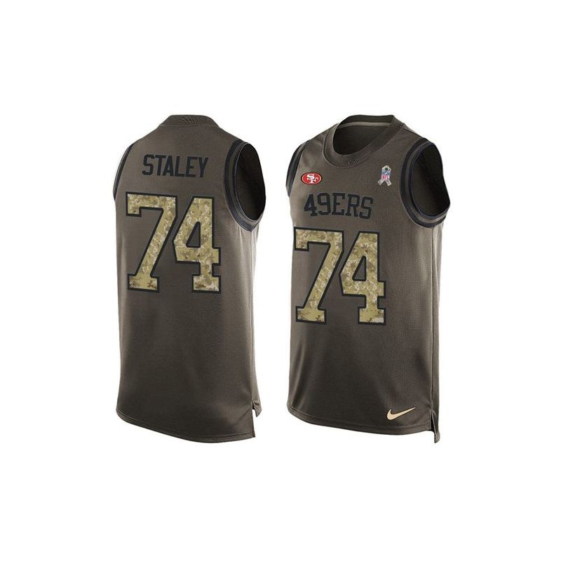 Cheap Joe Staley 49ers Tank Top From China Olive Salute To Service #74
