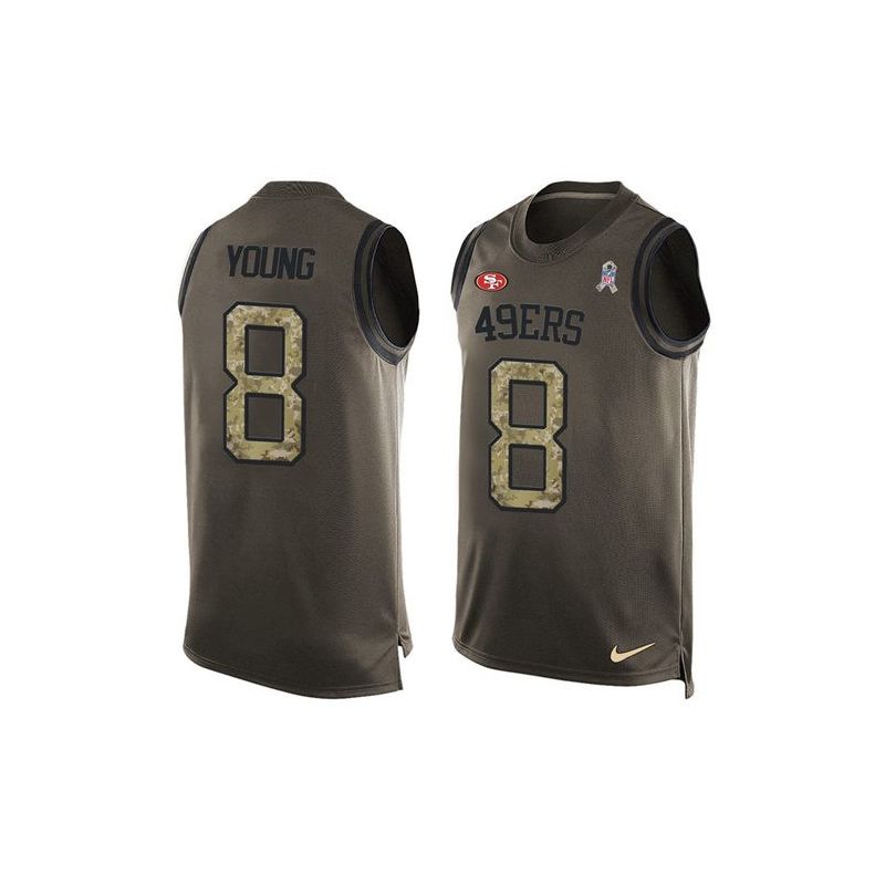 Cheap Steve Young 49ers Tank Top From China Olive Salute To Service #8