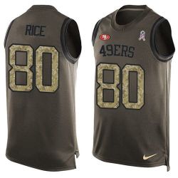 Cheap Jerry Rice 49ers Tank Top From China Olive Salute To Service #80