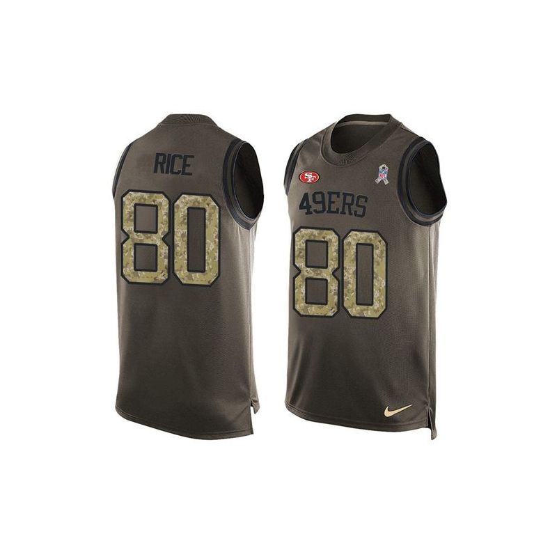 Cheap Jerry Rice 49ers Tank Top From China Olive Salute To Service #80