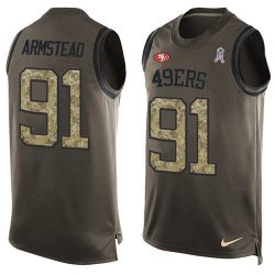 Cheap Arik Armstead 49ers Tank Top From China Olive Salute To Service #91