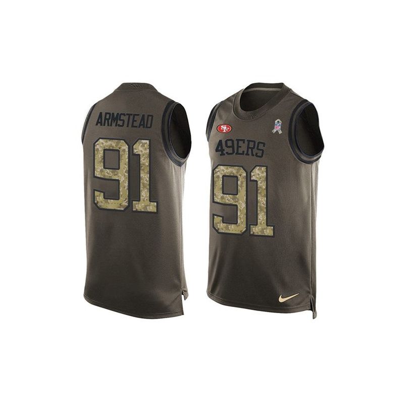 Cheap Arik Armstead 49ers Tank Top From China Olive Salute To Service #91