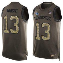 Cheap Kendall Wright Titans Tank Top From China Olive Salute To Service #13
