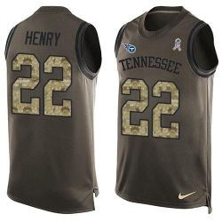 Cheap Derrick Henry Titans Tank Top From China Olive Salute To Service #22