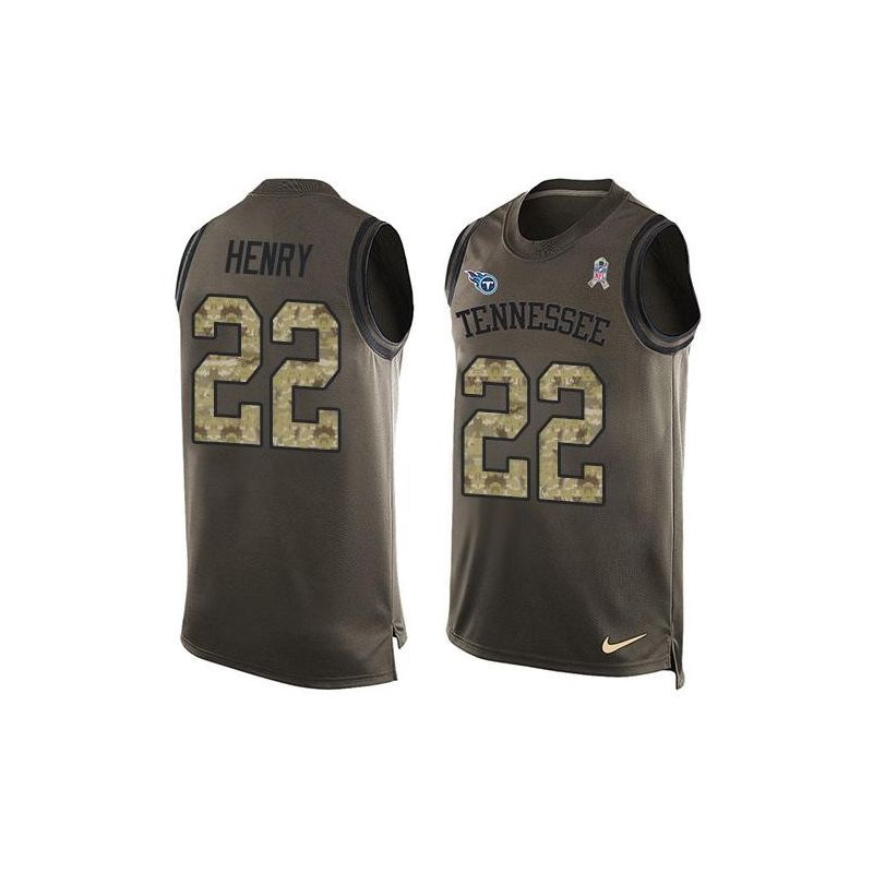 Cheap Derrick Henry Titans Tank Top From China Olive Salute To Service #22