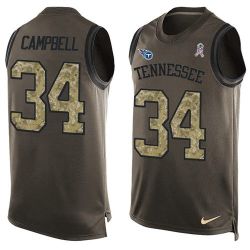 Cheap Earl Campbell Titans Tank Top From China Olive Salute To Service #34