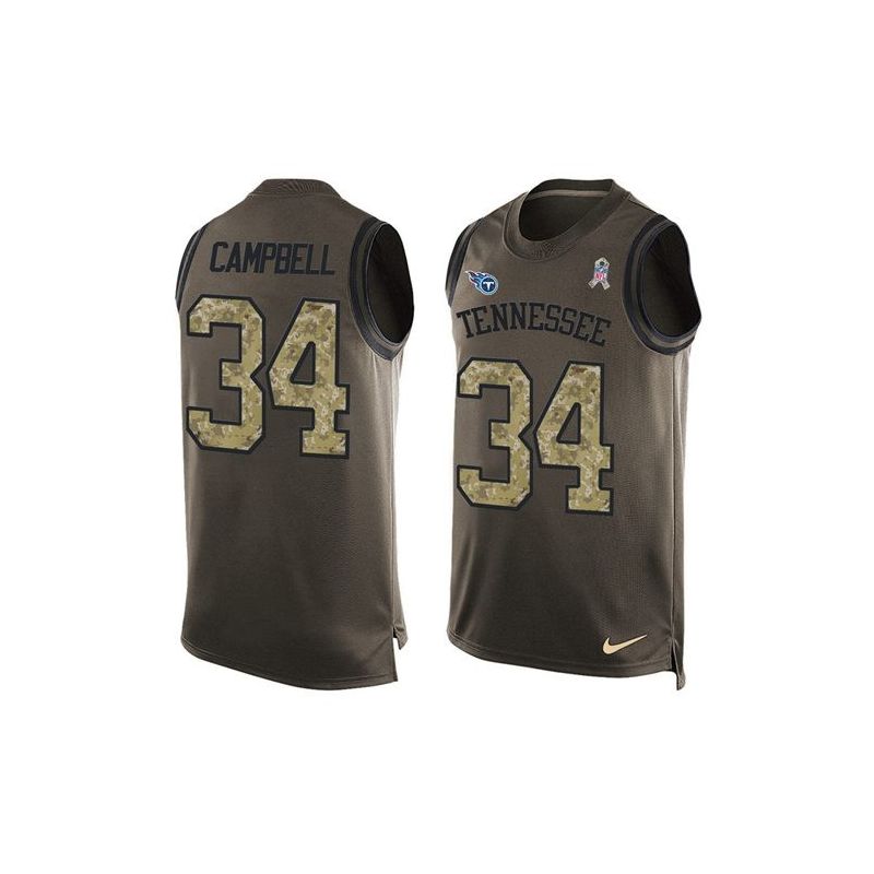 Cheap Earl Campbell Titans Tank Top From China Olive Salute To Service #34