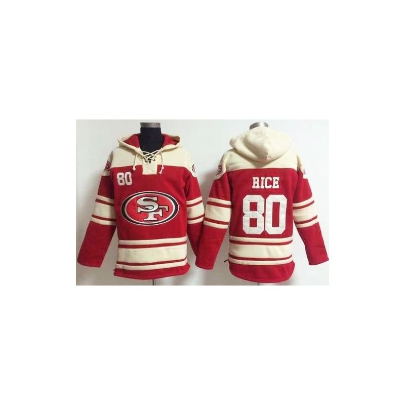 Cheap Jerry Rice 49ers Hoodie From China Cream-Red I #80