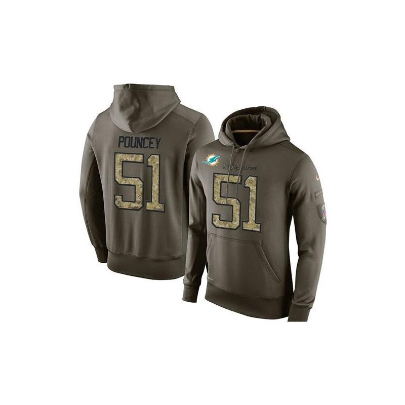 Cheap Mike Pouncey Dolphins Hoodie From China Olive Salute To Service #51