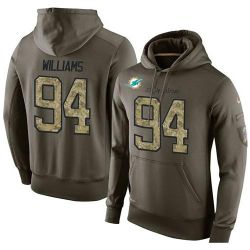 Cheap Mario Williams Dolphins Hoodie From China Olive Salute To Service #94